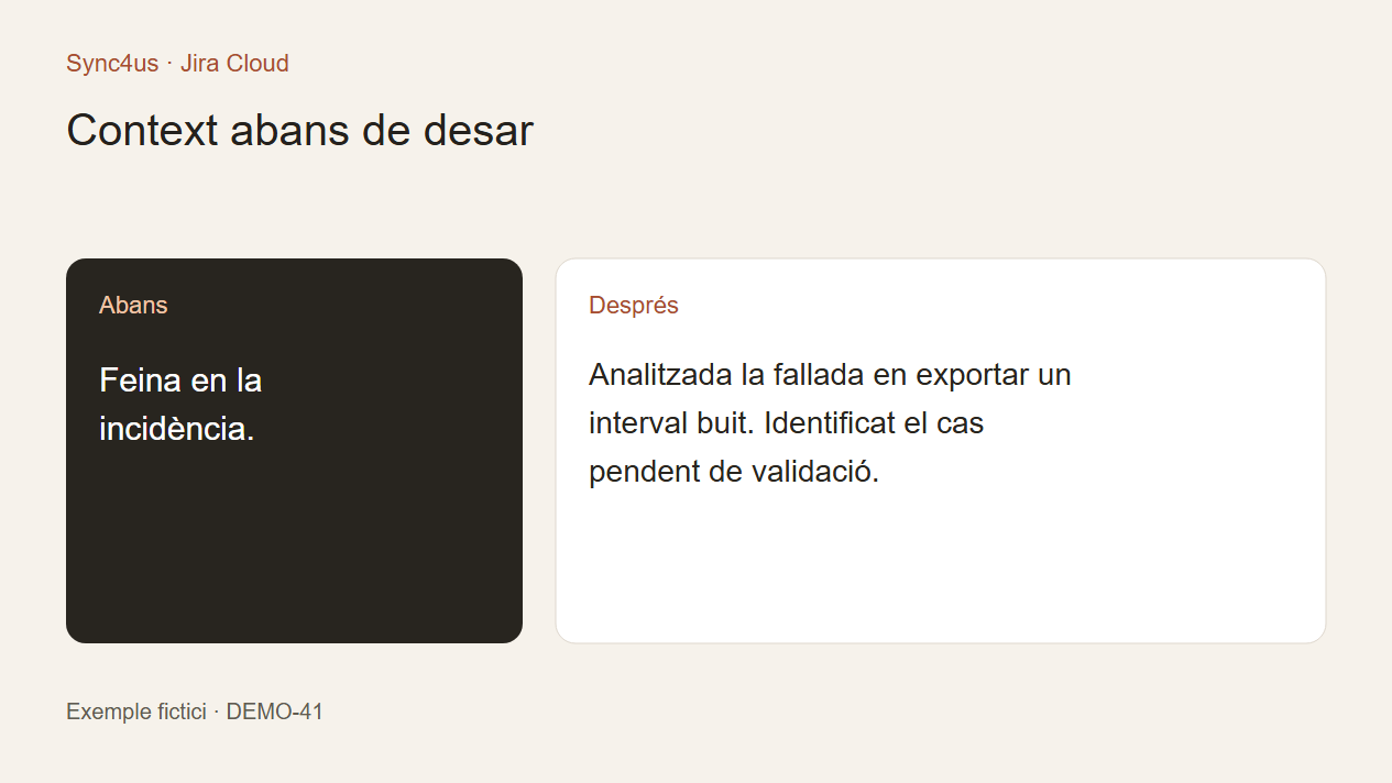 Exemples de descripcions de worklogs a Jira