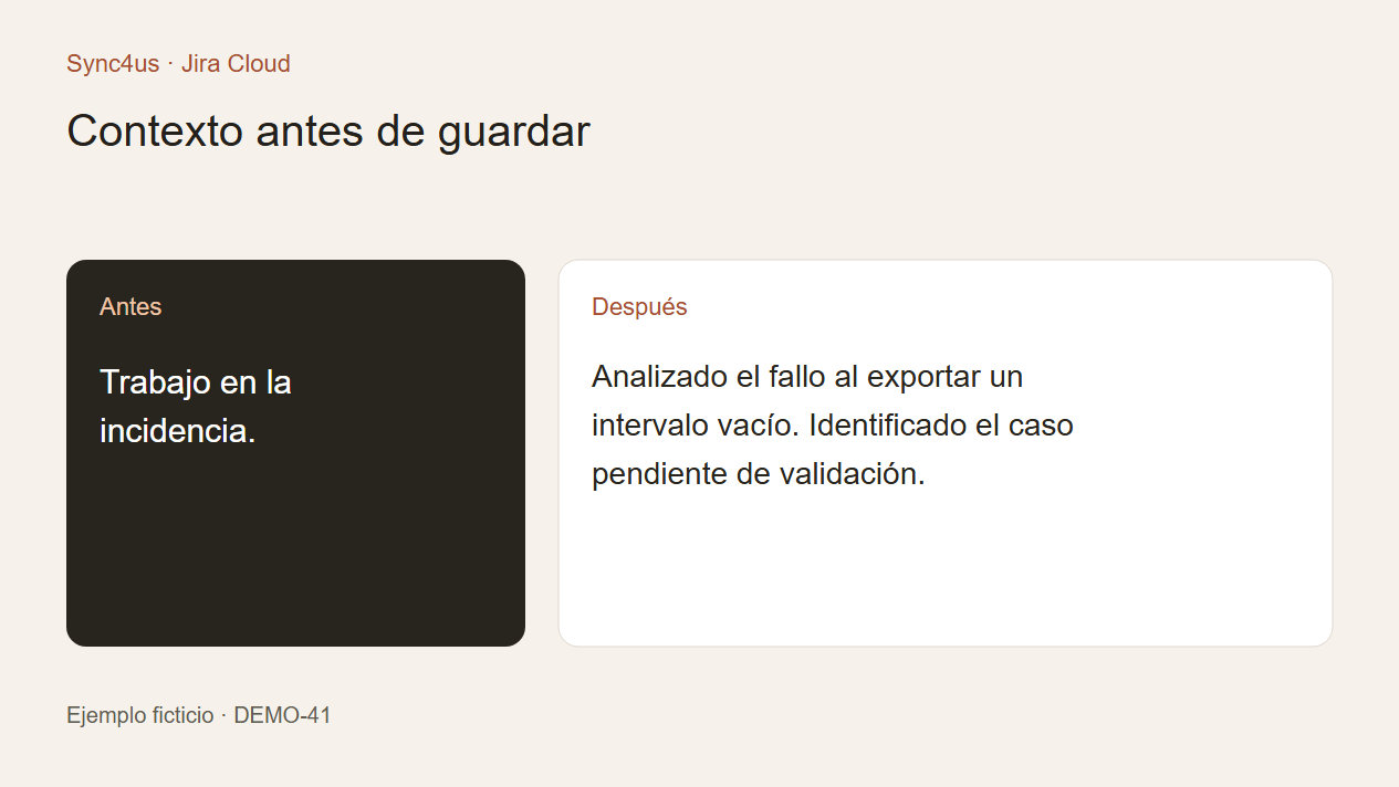 Ejemplos de descripciones de worklogs en Jira